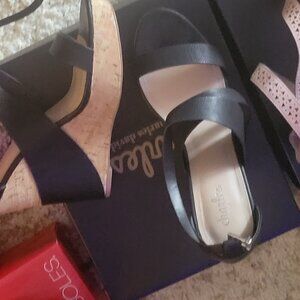 Black wedge sandals size 11